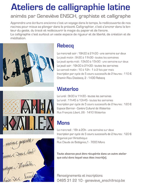 Ateliers de calligraphie à Mons,...